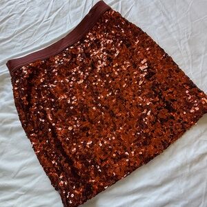 Forever 21 Orange Sequin Mini Skirt - CUTE!